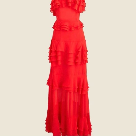 J.Crew Women’s Collection tiered ruffle dress in chiffon - Picture 9 of 10